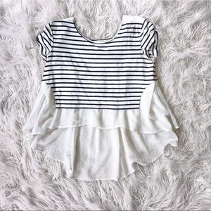 Hi Low Beige and Navy Shirt